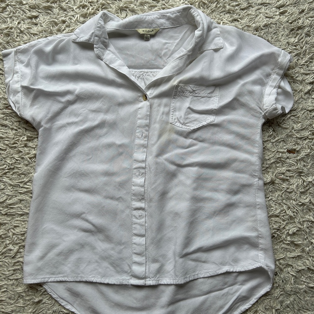 White Short Sleeve Button-Up Shirt